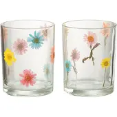 J-Line Windlicht posy large glas mix assortiment van 2
