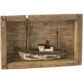 J-Line Boat in frame paulownia wood natural/white