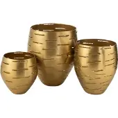 J-Line Set van 3 windlichten metaal goud