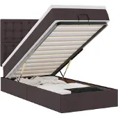 vidaXL Ottoman bed met matras en LED's 90x190cm stof donkerbruin