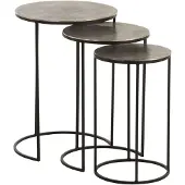 J-Line Set of 3 side tables round aluminium black/grey
