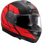 LS2 FF908 Strobe II Code, opklapbare helm ,Mat Zwart/Rood ,XS