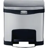 Rubbermaid Slim Jim Step-ON-pedaal-afvalbak van rvs, 15L, zwart