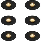 QAZQA Set van 6 Moderne inbouwspot zwart 12 cm - Buco