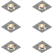 QAZQA Set van 6 Inbouwspots Vierkant Aluminium Verstelbaar - Chuck