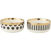 J-Line Kom dot/strip keramiek mix assortiment 2