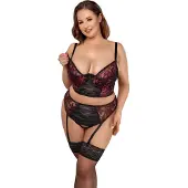Cottelli Curves Curvy Lingerie Set met Rode Motieven