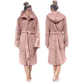 Linnick Teddy Pluche Badjas met Capuchon inclusief Teddy Tas - light pink - XL