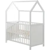 Roba huisbed, 60 x 120 cm, baby- en bijzetbed met een huisvorm, wit, 6-voudig verstelbaar