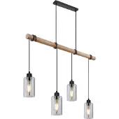 Globo Hanglamp Hadera 4 Lichts Zwart Met Smoke Glas