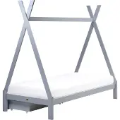 Beliani DEVAY - Kinderbed met opbergruimte - Grijs - 90 x 200 cm - Grenenhout