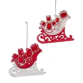 Kurt S. Adler rood wit plastic h9 cm Ornament kerstbal