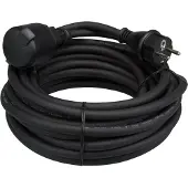 Velleman Verlengkabel, H05RR-F 3G2.5, 10 m, 16 A/230 V, 3680 W, type E/F, IP44, rubber, zwart