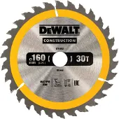 DeWalt Cirkelzaagblad voor Hout | Construction | Ø 160mm Asgat 20mm 30T - DT1932-QZ