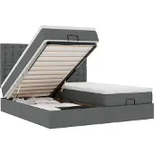 vidaXL Ottoman bed met matrassen en LED's 160x200cm stof donkergrijs