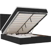 vidaXL Ottoman bed met matras 140x190cm stof zwart