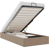 vidaXL Bedframe zonder matras 90x200 cm kunstleer cappuccinokleurig
