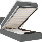 vidaXL Ottoman bed met matras 80x200cm stof donkergrijs