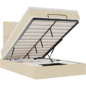 vidaXL Ottoman bed met matras 120x200cm stof crèmekleurig