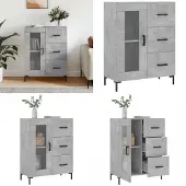 vidaXL Dressoir 69,5x34x90 cm bewerkt hout betongrijs - Dressoir - Dressoirs - Opbergkast - Wandkast