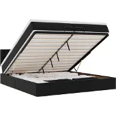 vidaXL Ottoman bed met matrassen 200x200cm kunstleer zwart