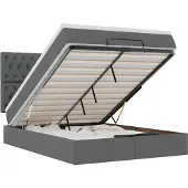 vidaXL Ottoman bed met matras 140x190cm stof donkergrijs