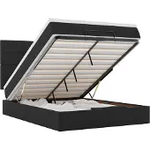 vidaXL Ottoman bed met matras 140x190cm stof zwart