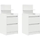 vidaXL Nachtkastjes met 2 lades 2 st 38x34x80 cm wit