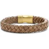 Frank 1967 bracelet brown braided leather 23cm ipg