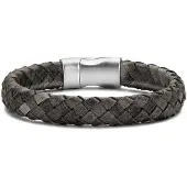Frank 1967 bracelet dark grey braided leather 20cm ips