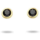 The Jewelry Collection oorknoppen zwart zirkonia 14K geelgoud 4023638
