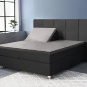Droomtextiel Splittopper Hoeslaken Katoen Satijn - 180x220 cm Grijs - Hoogwaardige Kwaliteit - Super Zacht