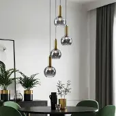 LumenXL Design gouden hanglamp met smoke glas, 4-lichts - Imme