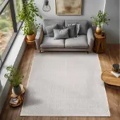 Flycarpets Laagpolig vloerkleed - Gevlochten - Handgeweven Look - Creme 240x340 cm
