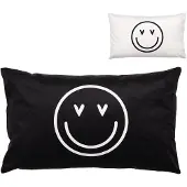 Clayre & Eef Kussenhoes 30x50 cm Zwart Wit Polyester smile