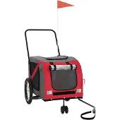 vidaXL Hondenfietstrailer oxford stof en ijzer rood en grijs