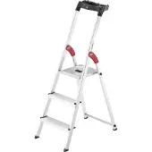 Hailo Trapladder L60, EN 131, met multifunctionele schaal en scharnierbescherming, tot 150 kg, 3 treden