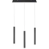 JUST LIGHT LED hanglamp Hanglamp Plafondlamp Woonkamerlamp Eetkamerlamp, metaal aluminium zwart, 18 W 1000Lm warm wit 3000K, H 120 cm
