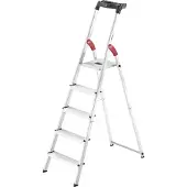 Hailo Trapladder L60, EN 131, met multifunctionele schaal en scharnierbescherming, tot 150 kg, 5 treden