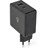 Nedis thuislader met 1 USB-C PD en 1 USB-A poort - 57W / zwart