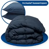 Zavelo Eazzy All-in-one-Dekbed zonder Overtrek Navy - Met Kussenslopen-1-persoons (140x200 cm)