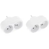 Exin verdeelstekker – domino – 2 x penaarde – wit – 2 stuks