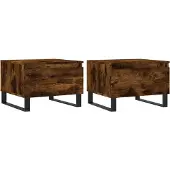 vidaXL Salontafels 2 st 50x46x35 cm bewerkt hout gerookt eikenkleurig