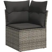 vidaXL 6-delige Loungeset met kussens poly rattan grijs