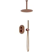 Guido Gusto Thermostatische Inbouw regendouche met plafond arm 25cm douchekop copper