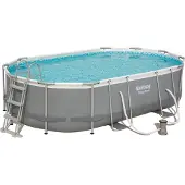 Bestway Power Steel Zwembad Set Ovaal grijs 488 x 305 x 107 cm