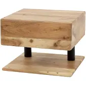 AnLi Style Nachtkastje 1L shelve - Massief acacia naturel (Naturel, 35x27x32cm)