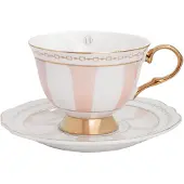 Hilke Collection Strisce Rosa kop met schotel 22 cl