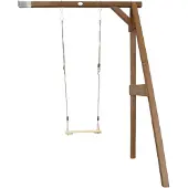Axi Enkele Schommel van hout in bruin | Schommel met muurbevestiging voor kinderen met houten schommelzitjes | Schommelset enkel aan muur voor tuin / buiten