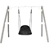 Axi Nestschommel Roxy met frame van hout in grijs & wit | Vrijstaande schommel voor kinderen met nest schommelzitje | Schommelset enkel voor tuin / buiten